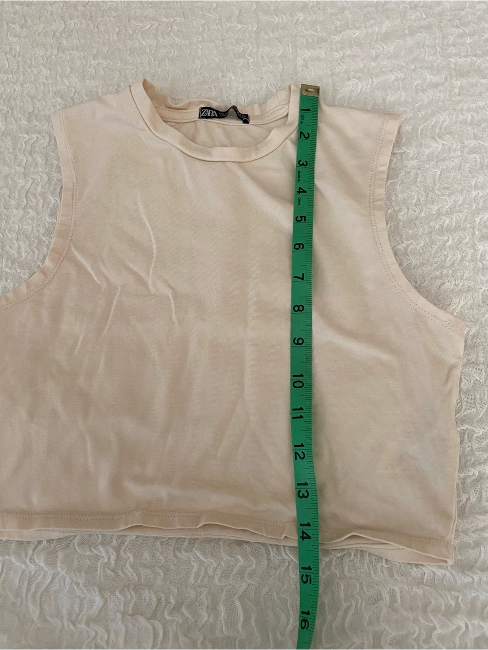 ZARA CREAM CROP TANK SIZE MEDIUM - Picture 5 of 7